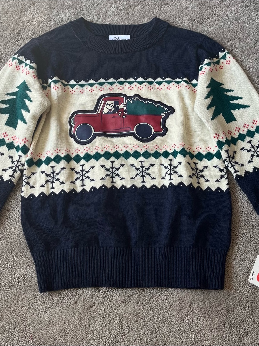 New Boys 4T Disney Navy, Cream & Red Truck Holiday Sweater